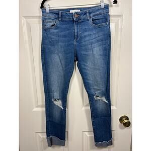 DL1961 Premium Denim Florence Instasculpt Cropped Busted Knee Harbor Wash 28